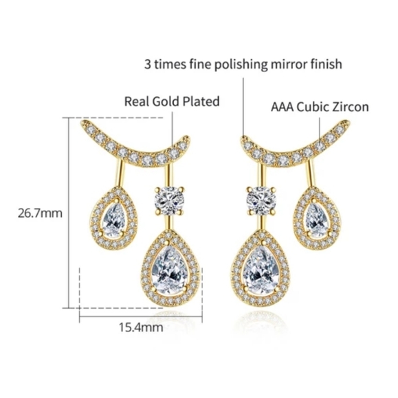 14k gold-plated zirconia drop stud - Picture 7 of 8